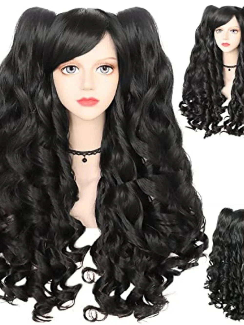 Long Black Pigtail Wig Women Black Ponytail Wigs Lolita Pigtail Wig